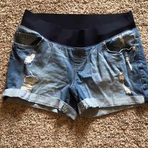 Maternity Distressed Jean Shorts